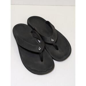 Olukai Ohana Sandals Women's Size 8 Black Comfort Thong Flip Flop Beach Pool
